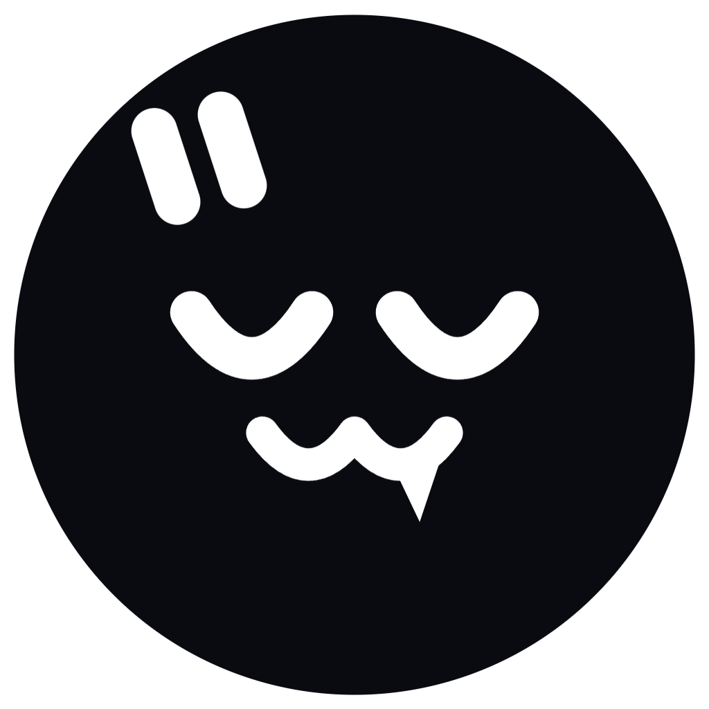 The uwu face icon in black, one colour