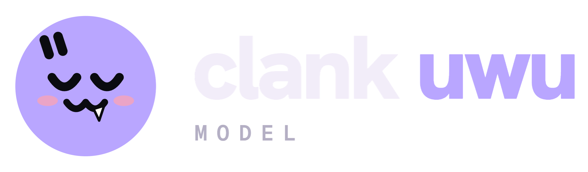 The Clank Uwu Model logo, in light letters for dark backgrounds